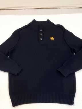 The Normal Brand Baylor University Black Knit Cotton Sweater, Men's Med NEAR NEW